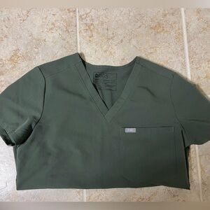 FIGS Olive V-Neck Scrub Top